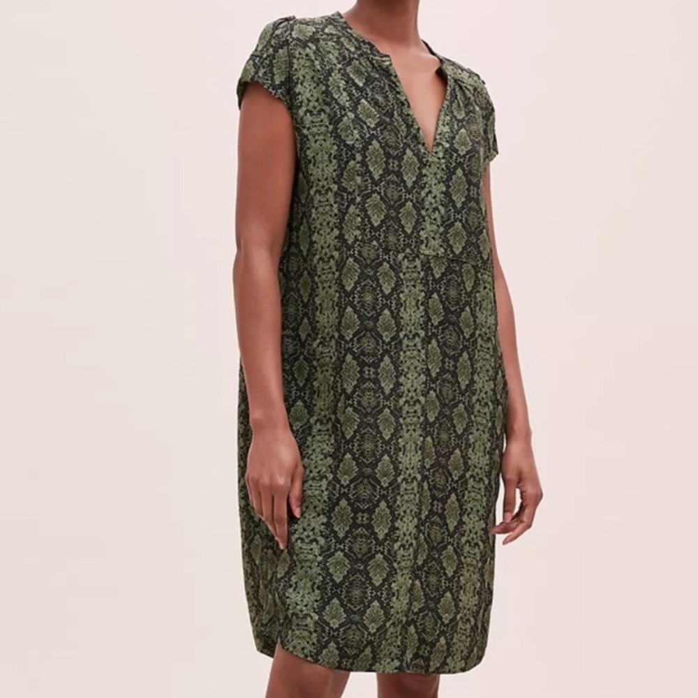 Anthropologie Green Snake Print Dress